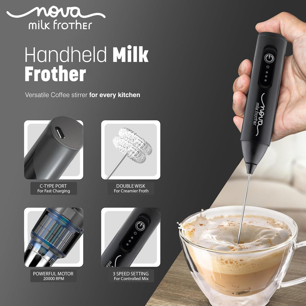 CafeWhisk™ Electric Coffee Frother
